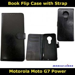 Book Flip Case with Strap For Motorola Moto G7 Power XT1955 Slim Fit Look